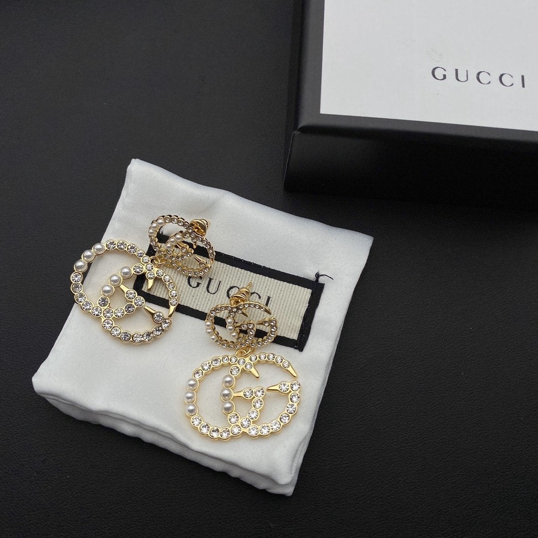 2025 Exquisite double pearl and rhinestone earrings