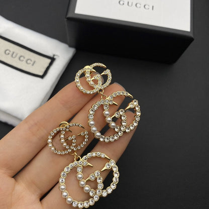 2025 Exquisite double pearl and rhinestone earrings