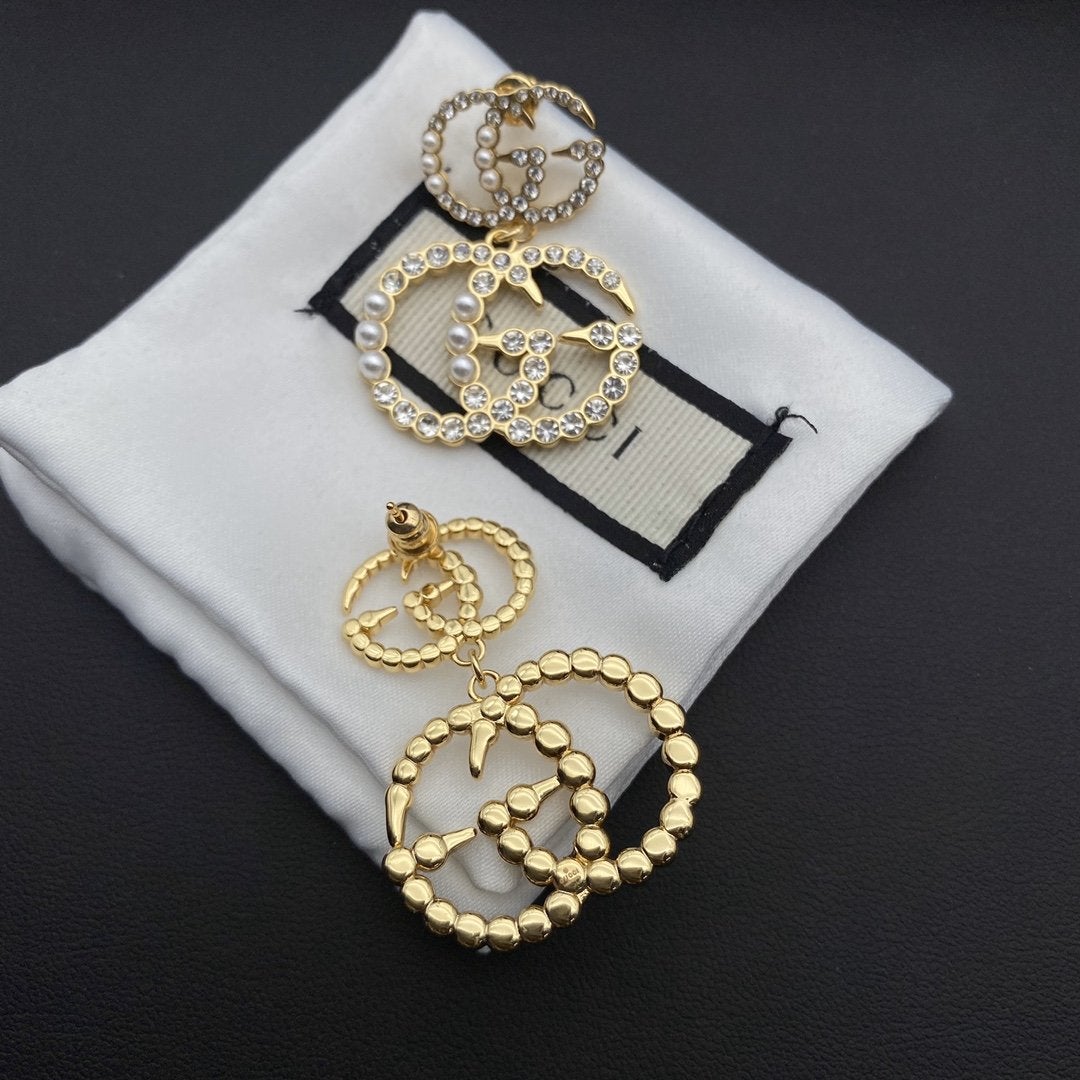 2025 Exquisite double pearl and rhinestone earrings