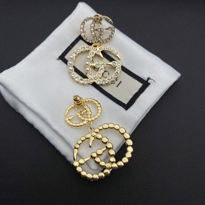 2025 Exquisite double pearl and rhinestone earrings