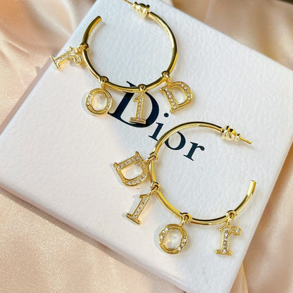 2025 Vintage hook-shaped letter pendant earrings