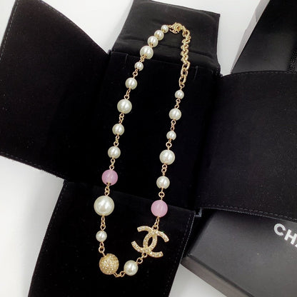 2025 Pink Pearl Side Necklace