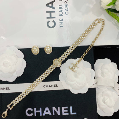 2025 Fashion Alphabet Rhinestone Pearl Necklace