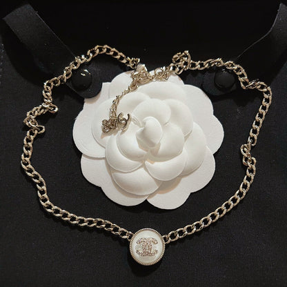 2025 Fashion Rhinestone Round Double C Necklace