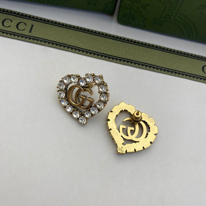 2025 Fashion double heart-shaped rhinestone earrings