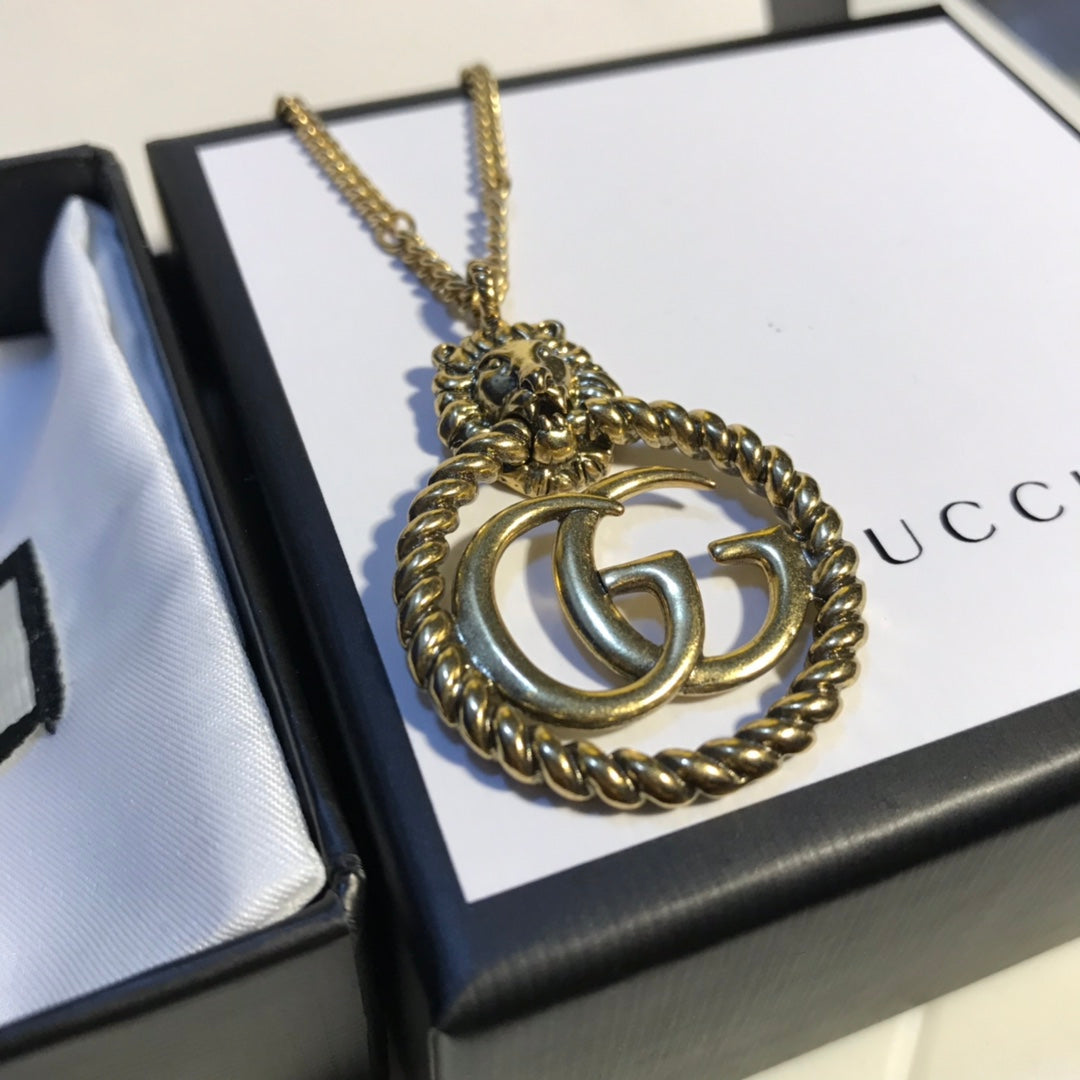 2025 Fashion Hemp Rope Lion Double G Necklace