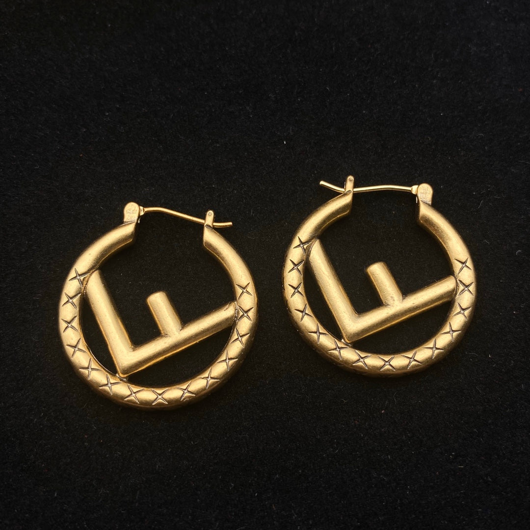 2025 Fashion F letter pattern earrings