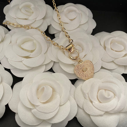 2025 Classic Double C Heart Shape Rhinestone Cutout Necklace