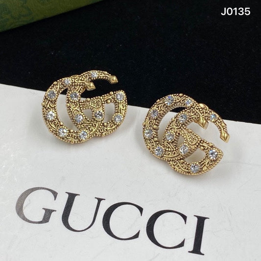 2025 Fashion Embossed Rhinestone Double Stud Earrings