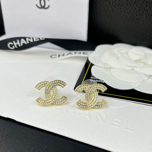 2025 Luxury Double Drainage Diamond Double C Earrings