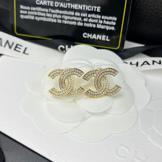 2025 Luxury Double Drainage Diamond Double C Earrings