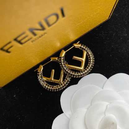 2025 Elegant rhinestone round letter earrings