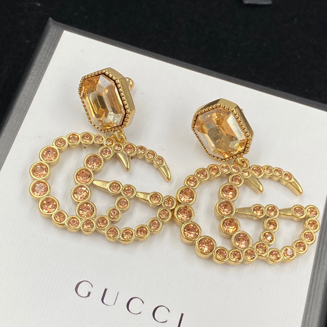 2025 Fashion Double Rhinestone Pendant Earrings