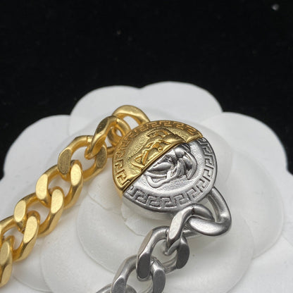 2025 Classic Half Gold Half Silver Lion Head Necklace