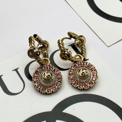 2025 Vintage double rhinestone round earrings