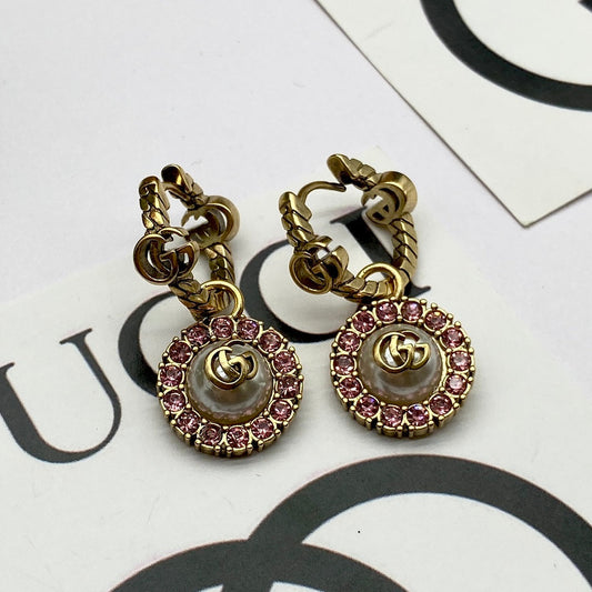 2025 Vintage double rhinestone round earrings