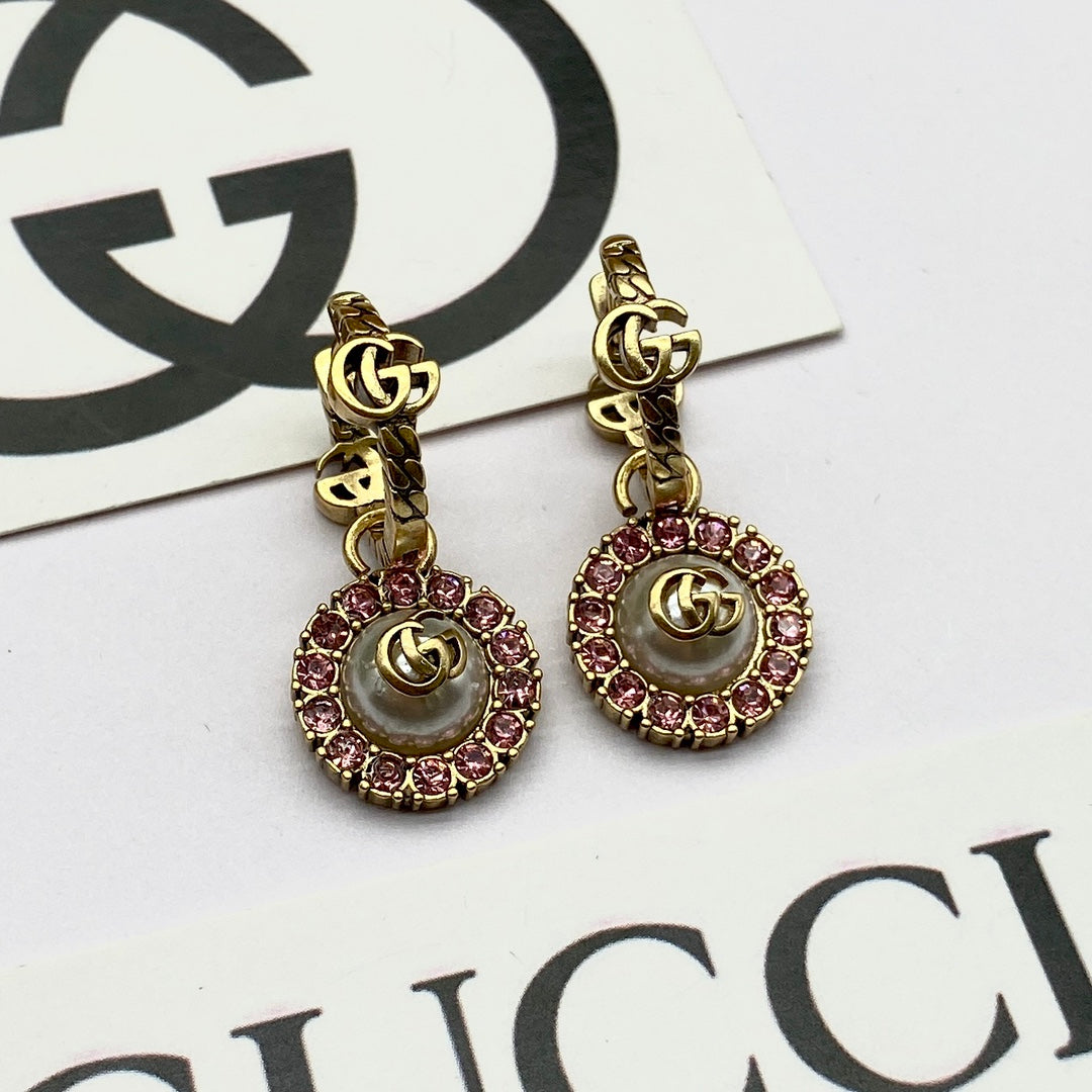 2025 Vintage double rhinestone round earrings