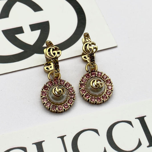 2025 Vintage double rhinestone round earrings