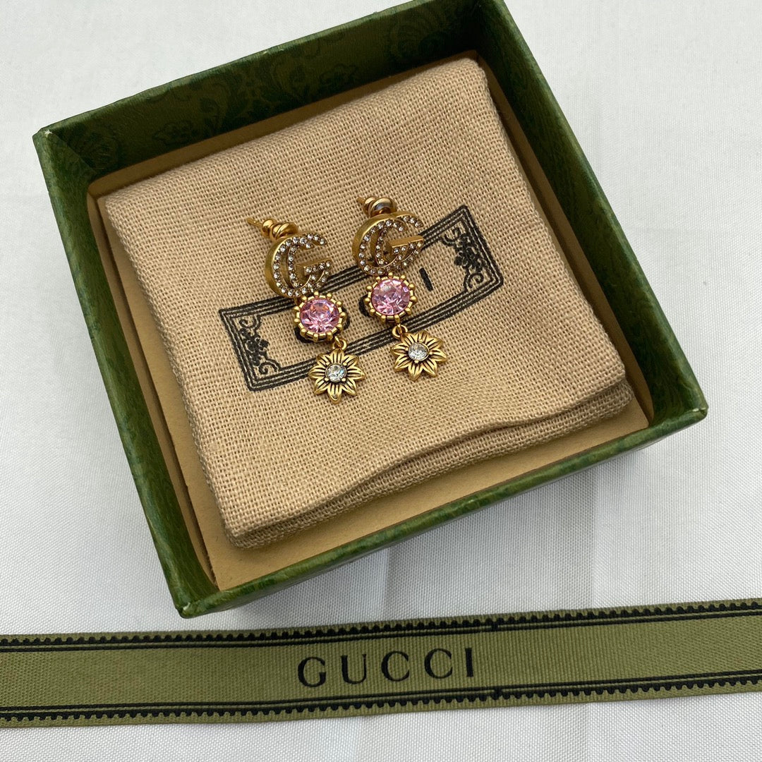 2025 Fashion Double Flower Pendant Earrings