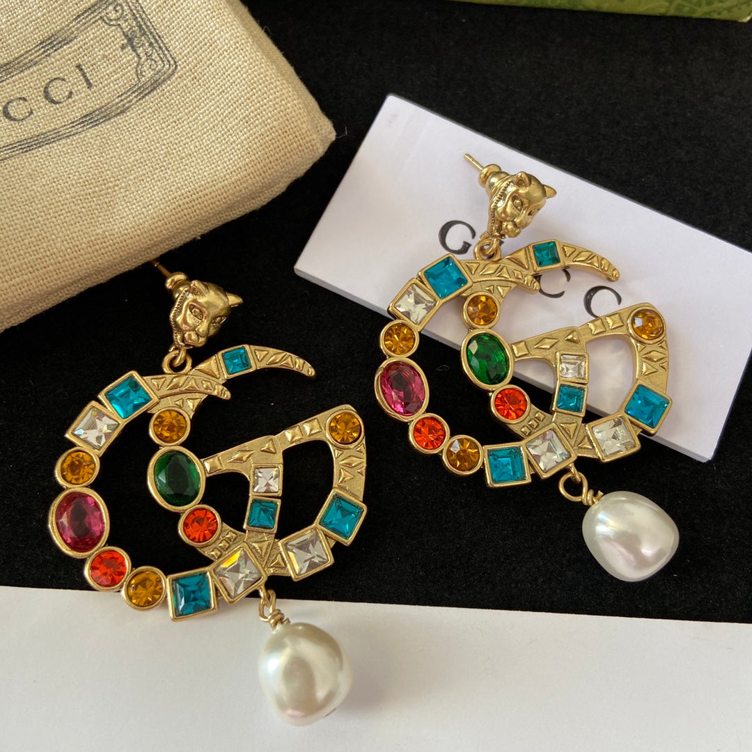 2025 Fashion Double Pendant Pearl Earrings