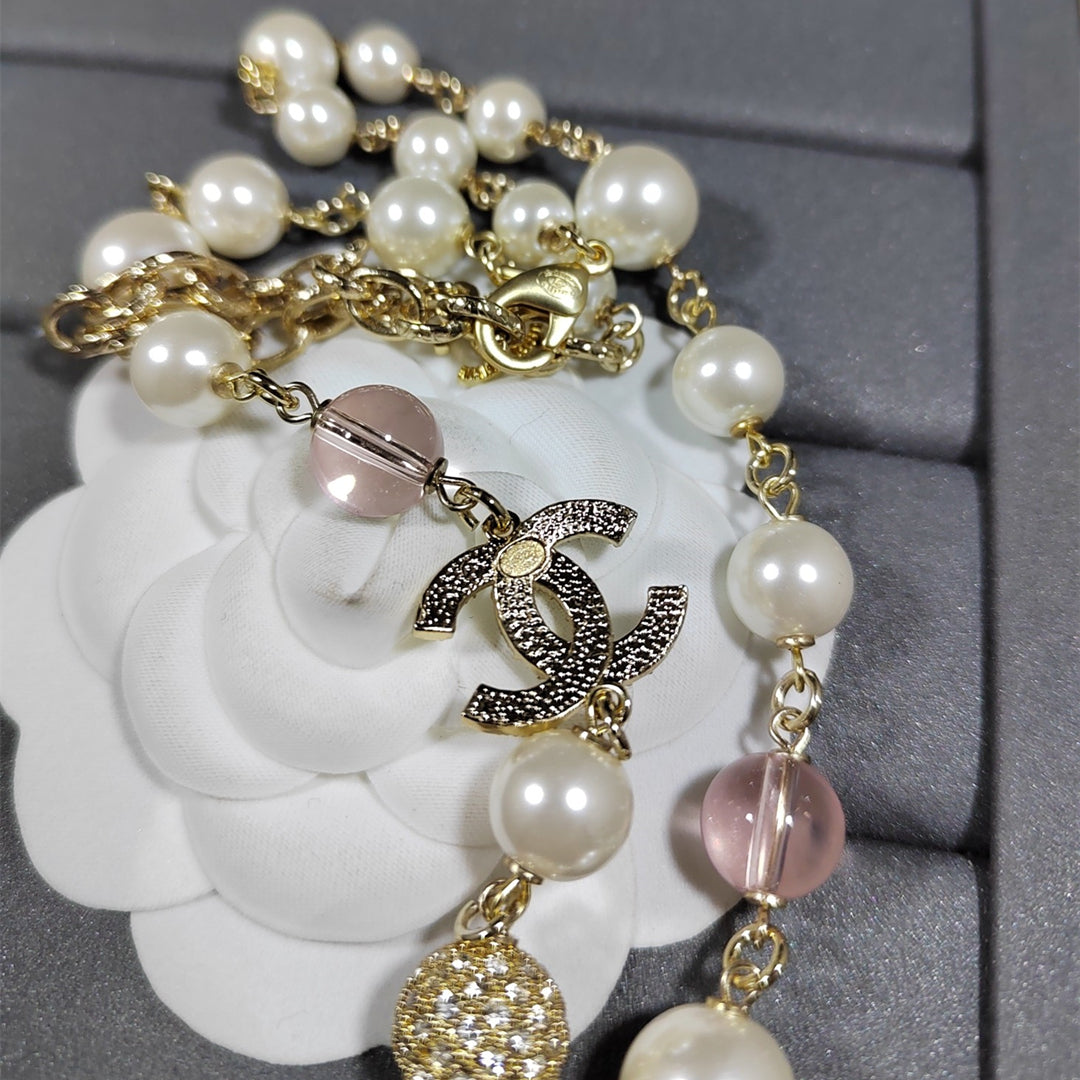 2025 Double Rhinestone Pearl Clavicle Necklace