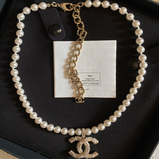 2025 Double Pendant Pearl Necklace
