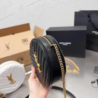 2025 Bag Fashion Ringer round cake leather bag