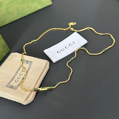 2025 Classic Double G Green Rhinestone Necklace