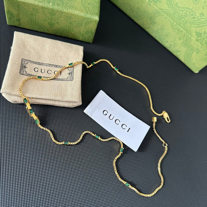 2025 Classic Double G Green Rhinestone Necklace