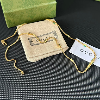 2025 Classic Double G Green Rhinestone Necklace