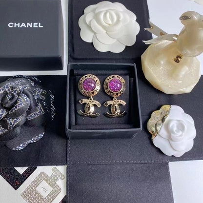 2025 Fashion CC Round Rhinestone Dangle Earrings