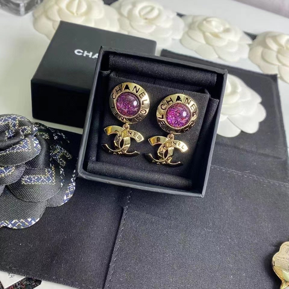 2025 Fashion CC Round Rhinestone Dangle Earrings