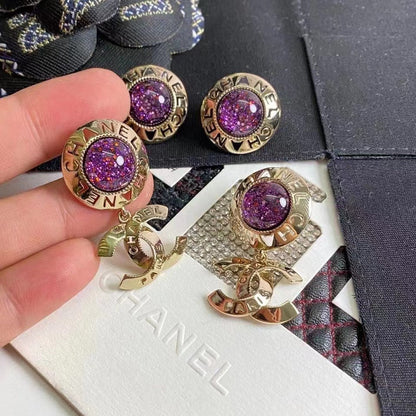 2025 Fashion CC Round Rhinestone Dangle Earrings