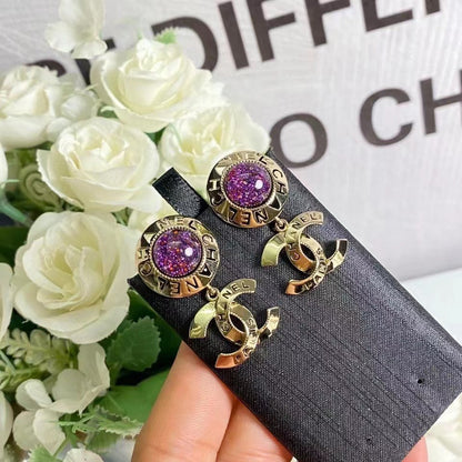 2025 Fashion CC Round Rhinestone Dangle Earrings