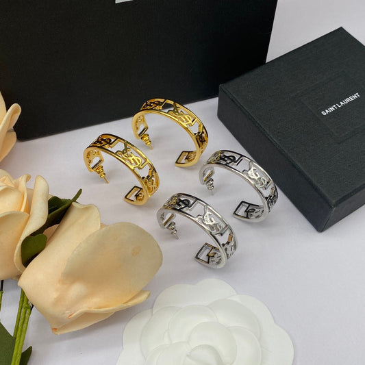 2025 Classic letter hollow half round earrings