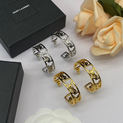 2025 Classic letter hollow half round earrings