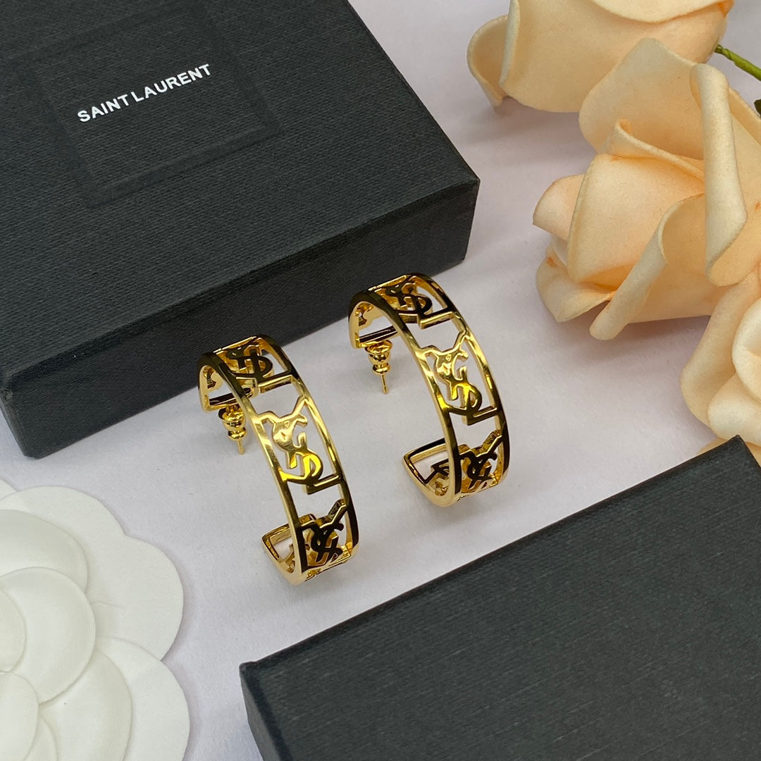 2025 Classic letter hollow half round earrings