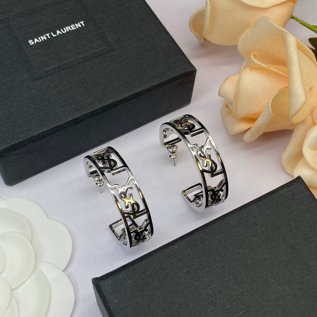 2025 Classic letter hollow half round earrings