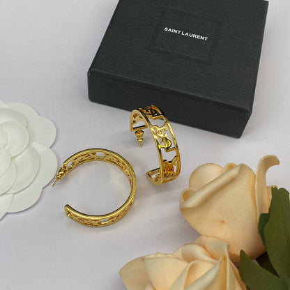 2025 Classic letter hollow half round earrings