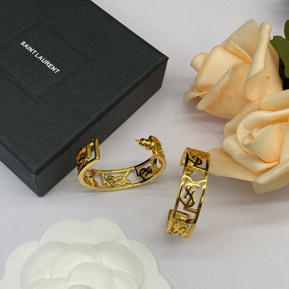 2025 Classic letter hollow half round earrings