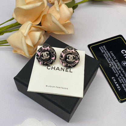 2025 Fashion double C rhinestone graffiti earrings