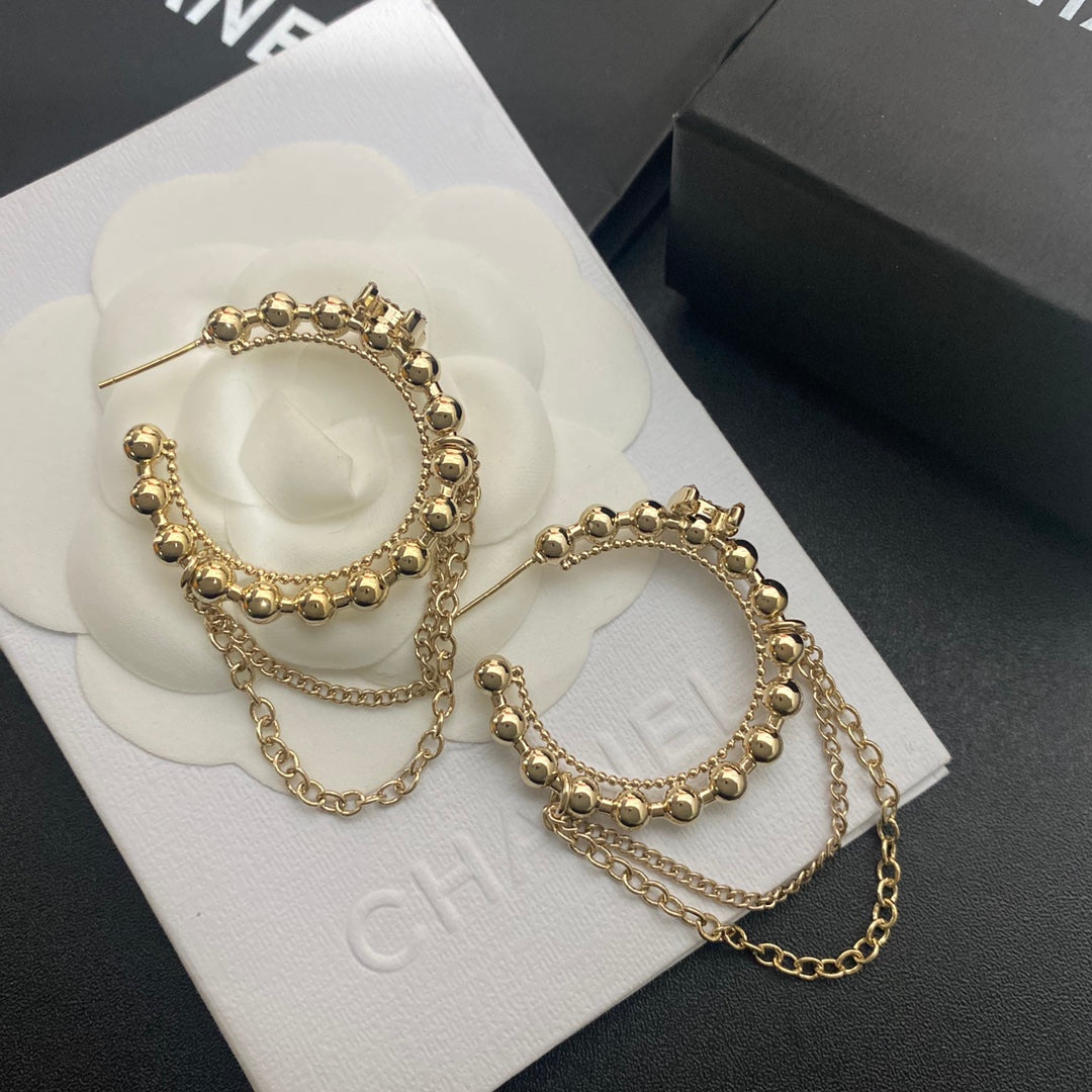 2025 Fashion double chain pendant earrings