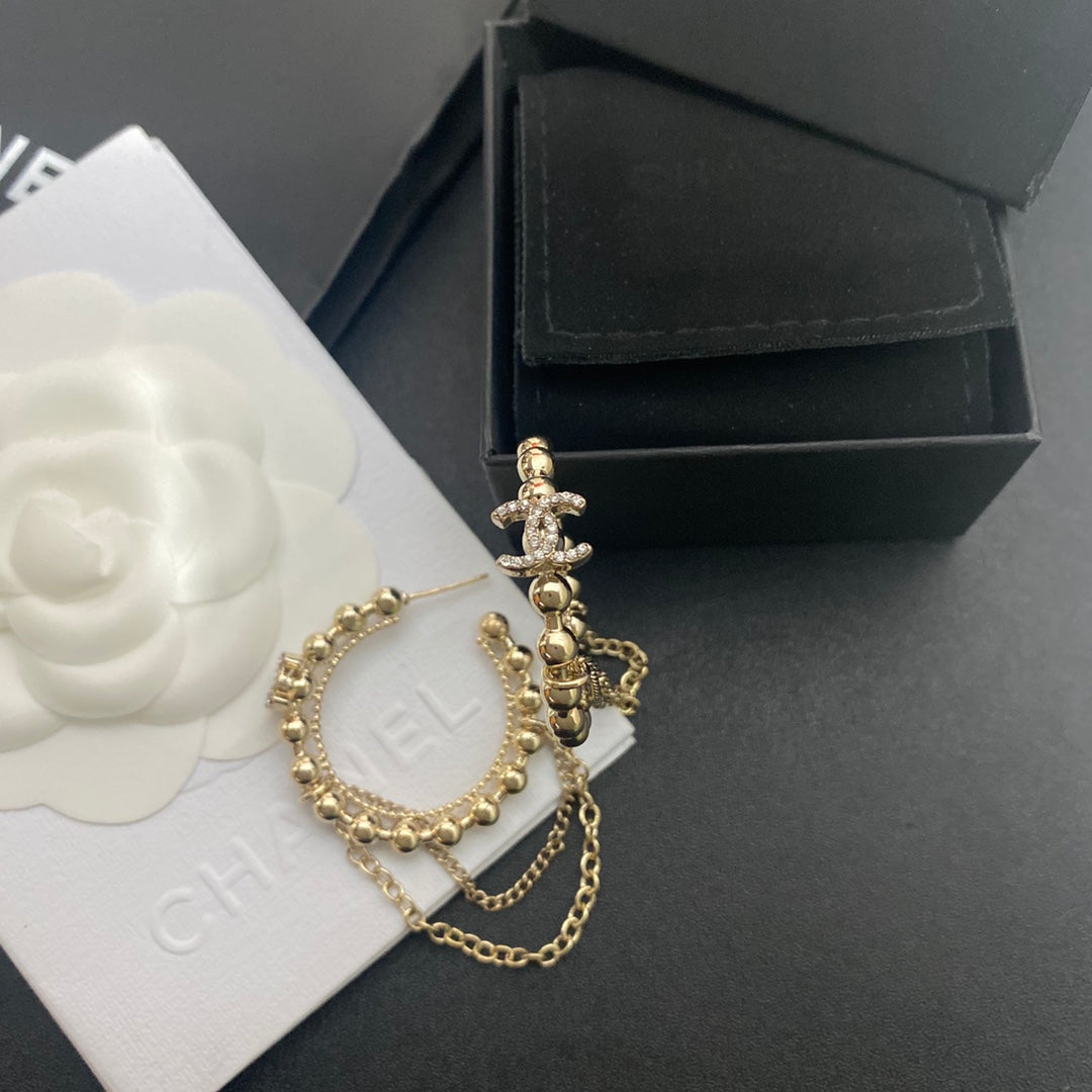 2025 Fashion double chain pendant earrings