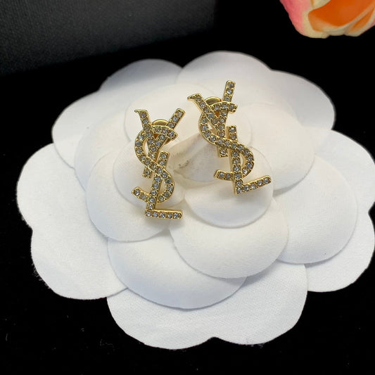 2025 Classic letter earrings with rhinestones