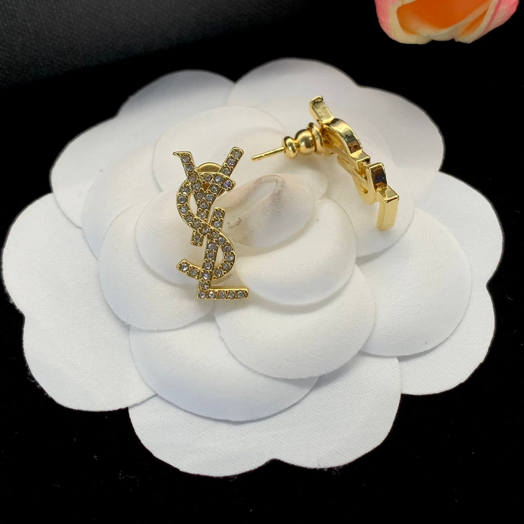 2025 Classic letter earrings with rhinestones