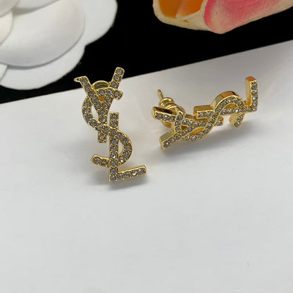 2025 Classic letter earrings with rhinestones