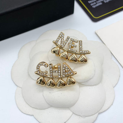 2025 Classic CHA letter heart pendant earrings
