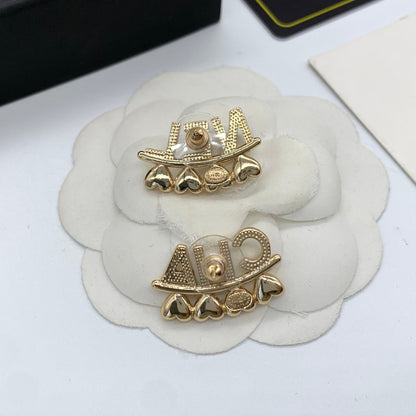 2025 Classic CHA letter heart pendant earrings