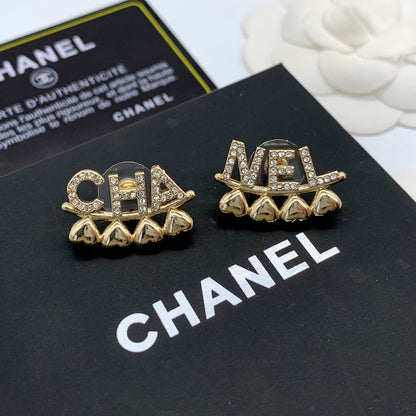 2025 Classic CHA letter heart pendant earrings