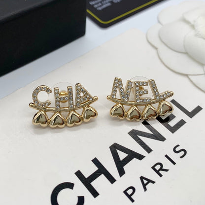 2025 Classic CHA letter heart pendant earrings
